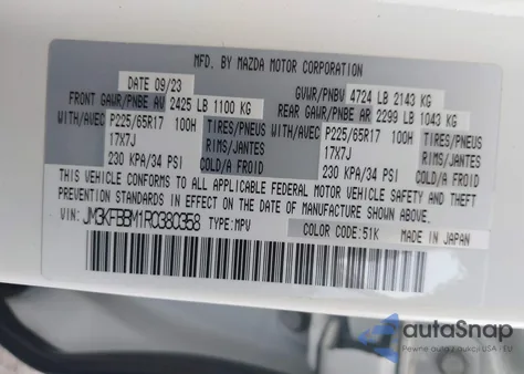 2024 Mazda Cx-5 2.5 S Select z USA, uszkodzony, nr VIN JM3KFBBM1R0380358